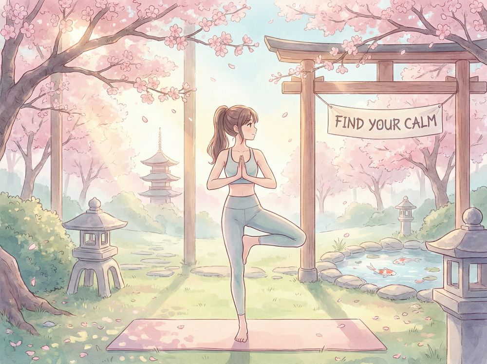 抖音风健身瑜伽动漫